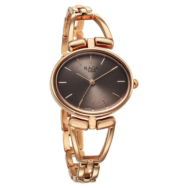 Titan 2748WM01 | Titan Raga Ascend Quartz Analog Brown Dial With Rose Gold Color Metal Strap Watch For Women