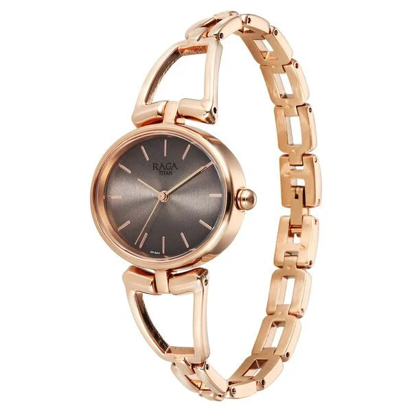 Titan 2748WM01 | Titan Raga Ascend Quartz Analog Brown Dial With Rose Gold Color Metal Strap Watch For Women