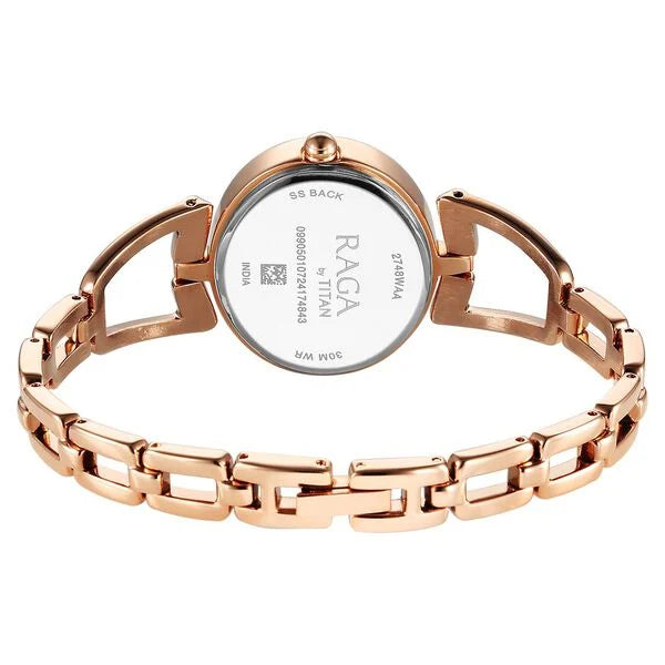 Titan 2748WM01 | Titan Raga Ascend Quartz Analog Brown Dial With Rose Gold Color Metal Strap Watch For Women