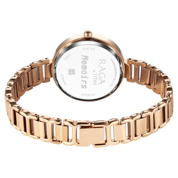 Titan 2752WMO1 | Titan Raga Memoirs Quartz Analog Burgundy Dial With Rose Gold Color Metal Strap Watch For Women