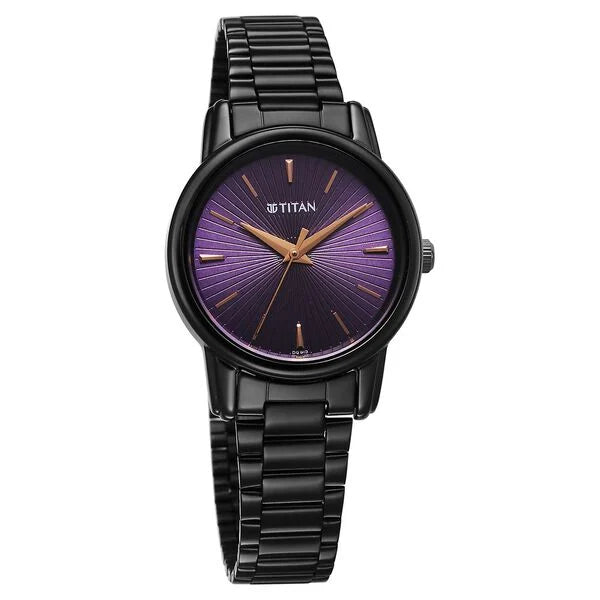 Titan 2760NM01 | Titan Karishma Quartz Analog Purple Dial Black Stainless Steel Strap Watch For Women