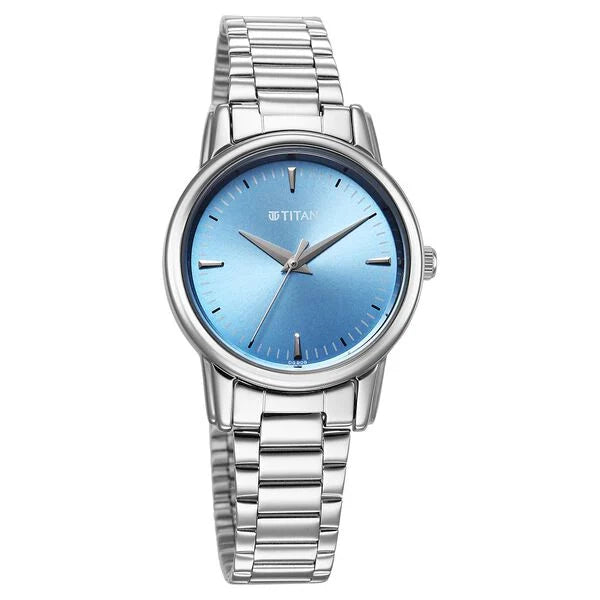 Titan 2760SM02 | Titan Karishma Quartz Analog Blue Dial Silver Stainless Steel Strap Watch For Women