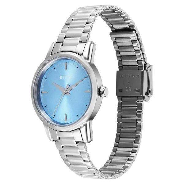 Titan 2760SM02 | Titan Karishma Quartz Analog Blue Dial Silver Stainless Steel Strap Watch For Women