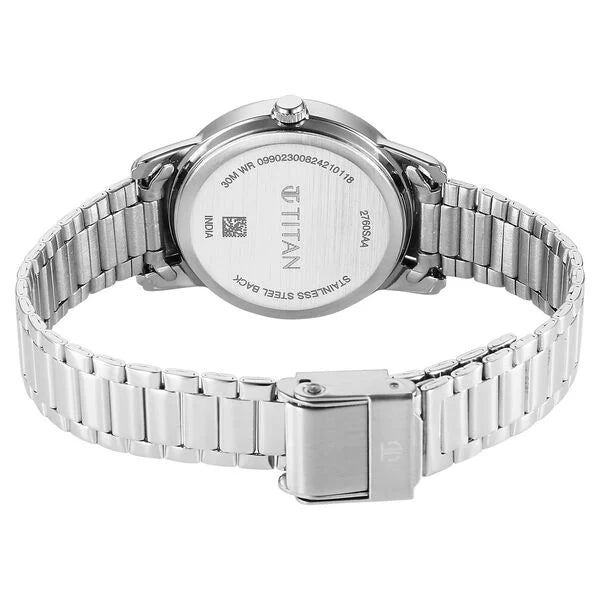 Titan 2760SM02 | Titan Karishma Quartz Analog Blue Dial Silver Stainless Steel Strap Watch For Women