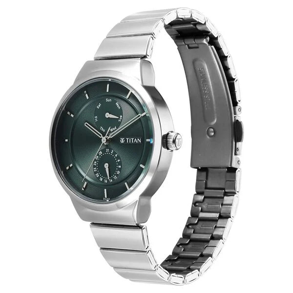 Titan 2761SM01 | Titan Neo Multifunction Green Dial Silver Color Stainless Steel Strap Watch For Women