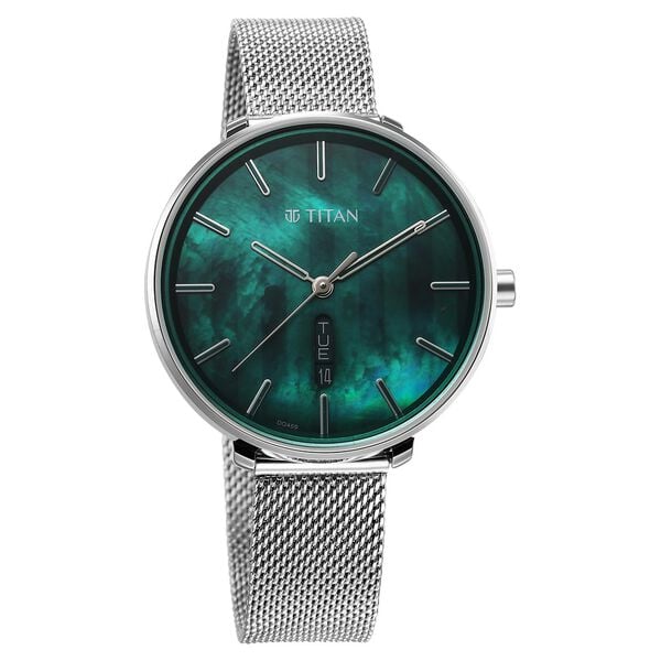Titan 2763SM01 | Titan Neo Analog with Day and Date Mother Of Pearl Dial Silver Color Stainless Steel Strap Watch For Women
