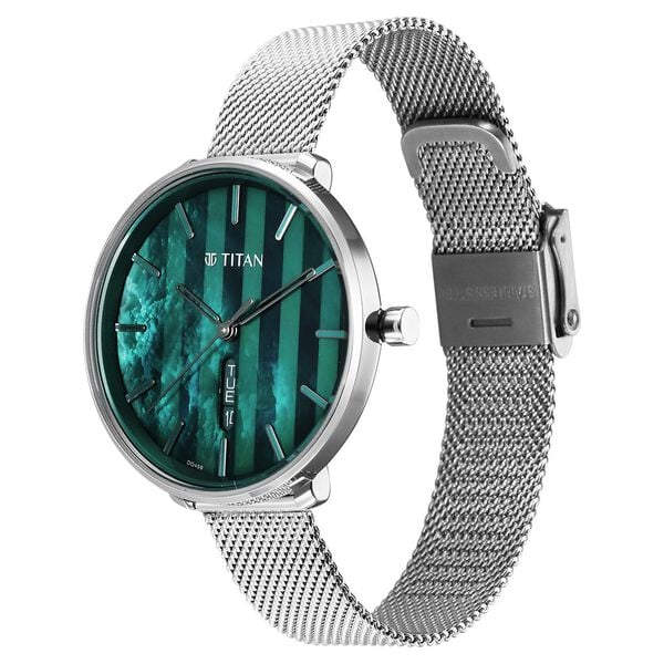 Titan 2763SM01 | Titan Neo Analog with Day and Date Mother Of Pearl Dial Silver Color Stainless Steel Strap Watch For Women