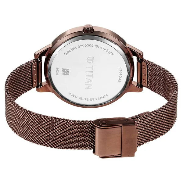 Titan 2764QM01 | Titan Razzle Dazzle Quartz Analog Brown Dial Stainless Steel Mesh Strap Watch For Women