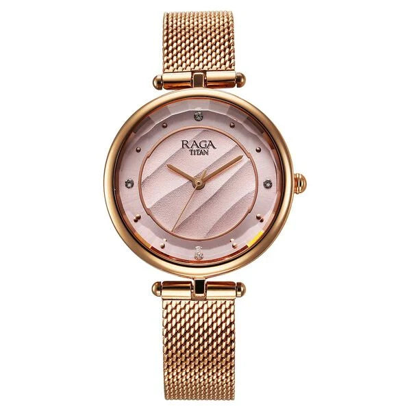 Titan 2773WM01 | Titan Raga Showstopper Quartz Analog Pink Dial Metal Strap Watch For Women