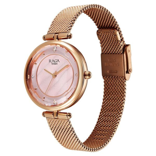 Titan 2773WM01 | Titan Raga Showstopper Quartz Analog Pink Dial Metal Strap Watch For Women
