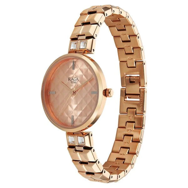 Titan 2775WM01 | Titan Raga Contempore Quartz Analog Rose Gold Dial Metal Strap Watch For Women