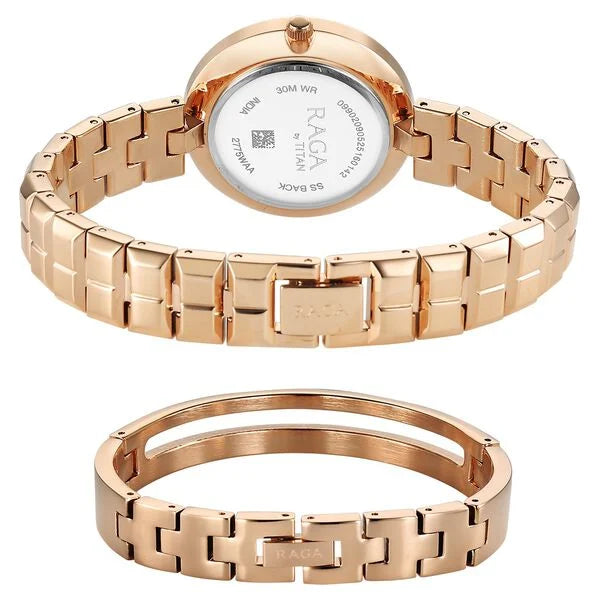 Titan 2775WM01 | Titan Raga Contempore Quartz Analog Rose Gold Dial Metal Strap Watch For Women