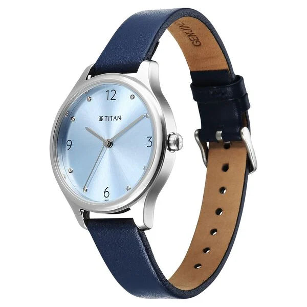 Titan 2781SL02 | Titan Neo Quartz Analog Blue Dial Blue Leather Strap Watch For Women