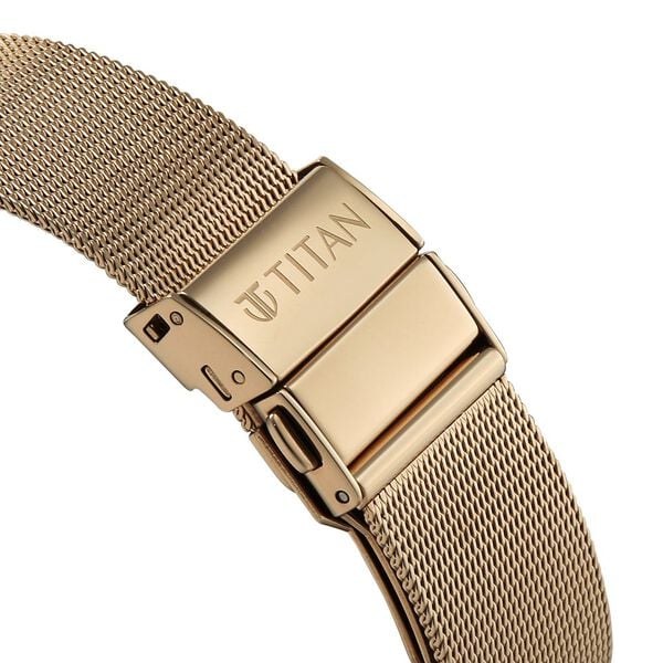 Titan 2785QM01 | Titan Edge Whimsey Quartz Analog Brown Dial Golden Stainless Steel Strap Watch For Women