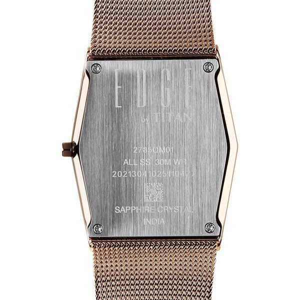 Titan 2785QM01 | Titan Edge Whimsey Quartz Analog Brown Dial Golden Stainless Steel Strap Watch For Women