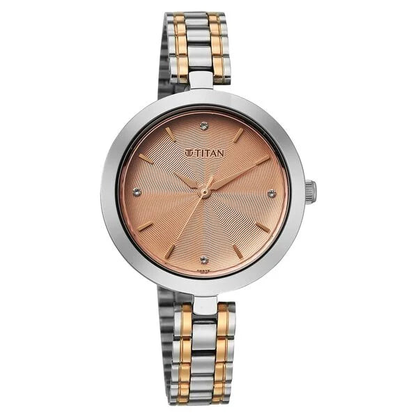Titan 2969KM01 | Titan  Karishma Quartz Analog Rose Gold Dial Two Toned Stainless Steel Strap Watch For Women