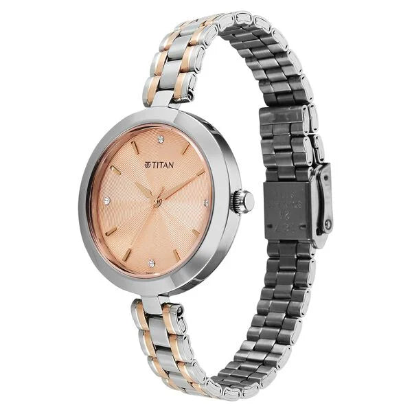 Titan 2969KM01 | Titan  Karishma Quartz Analog Rose Gold Dial Two Toned Stainless Steel Strap Watch For Women