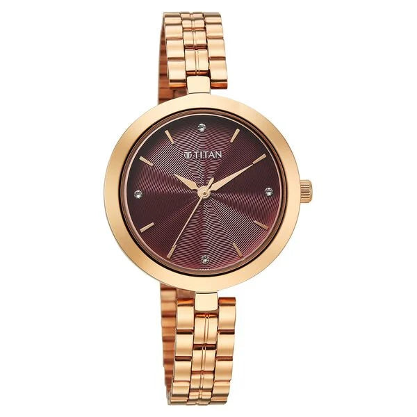 Titan 2969WM01 | Titan  Karishma Quartz Analog Pink Dial Rose Gold Stainless Steel Strap Watch For Women