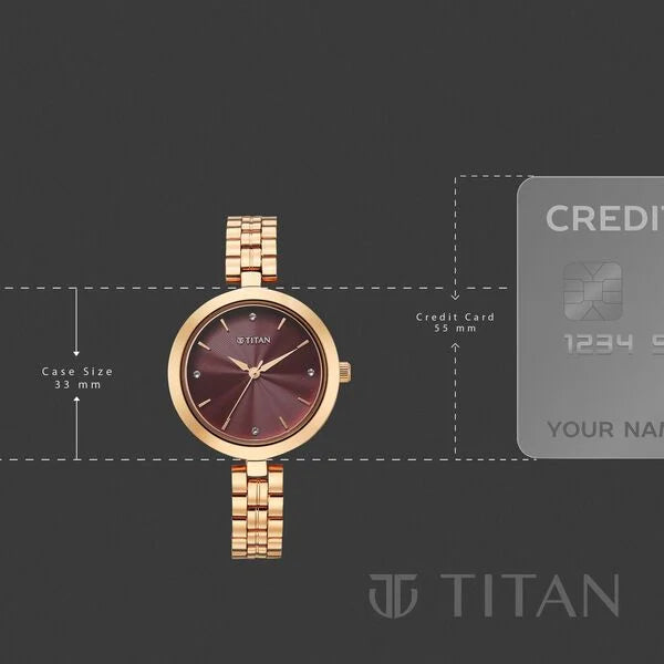 Titan 2969WM01 | Titan  Karishma Quartz Analog Pink Dial Rose Gold Stainless Steel Strap Watch For Women