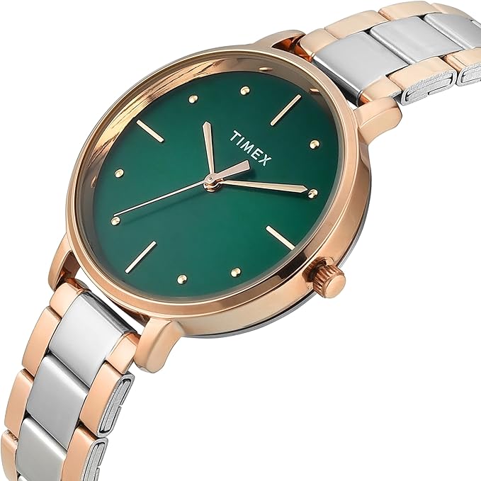 Timex TWEL15827 | Fashion Women Quartz Green Dial Analog Stainless Steel Watch