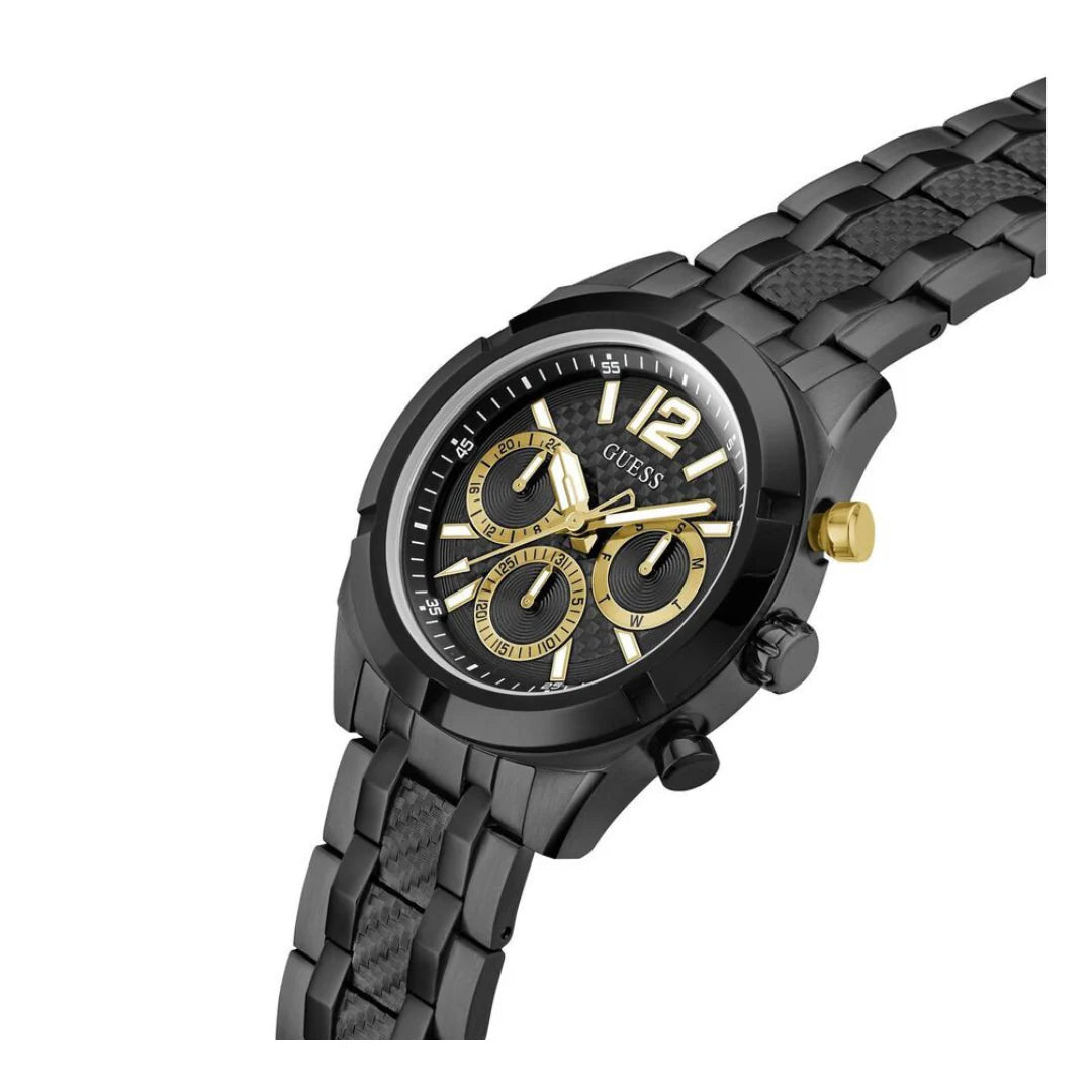 Guess GW0714G4 | Gs Resistance Men Quartz Black Dial Analog Stainless Steel.