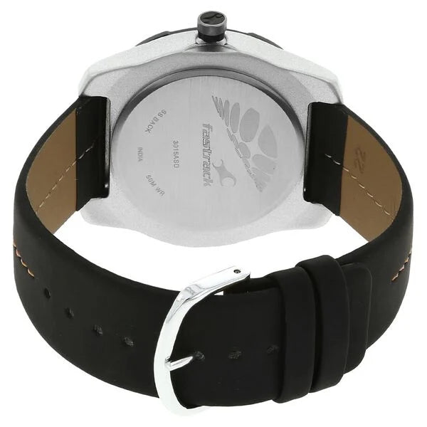 Fastrack NS3015AL01 | Fastrack Quartz Analog Silver Dial Leather Strap Watch for Guys