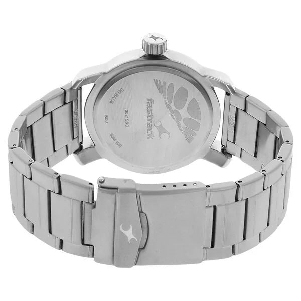 Fastrack 3021NM02 | Fastrack Quartz Analog Black Dial Metal Strap Watch for Guys