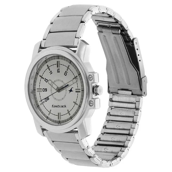 Fastrack NG3039SM01C | Fastrack Quartz Analog White Dial Stainless Steel Strap Watch for Guys