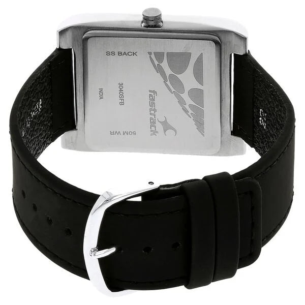 Fastrack NF3040SL02 | Fastrack Quartz Analog Black Dial Leather Strap Watch for Guys