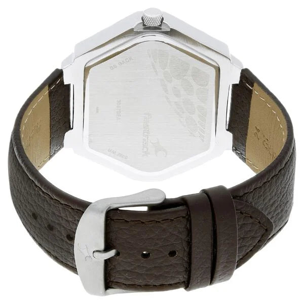 Fastrack 3067SL01 | Fastrack Quartz Analog White Dial Leather Strap Watch for Guys
