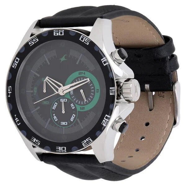 Fastrack ND3072SL05 | Fastrack Quartz Chronograph Grey Dial Leather Strap Watch for Guys