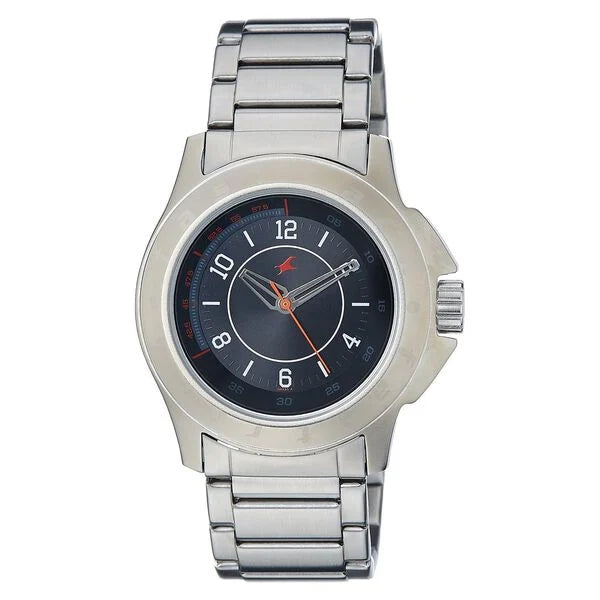 Fastrack 3075SM01 | Fastrack Quartz Analog Black Dial Stainless Steel Strap Watch for Guys