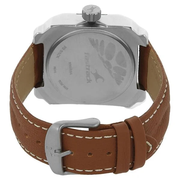 Fastrack NK3083SL01 | Fastrack Commando Quartz Analog White Dial Leather Strap Watch for Guys