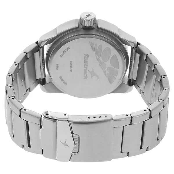 Fastrack NE3089SM06 | Fastrack Black Magic Quartz Analog Black Dial Stainless Steel Strap Watch for Guys