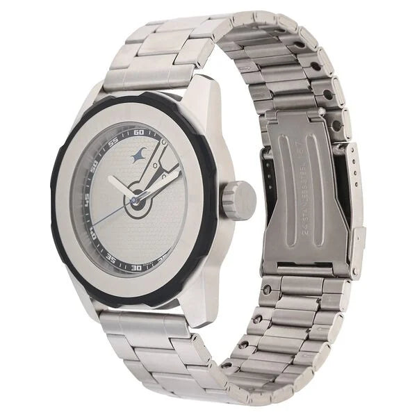 Fastrack NK3099SM01 | Fastrack Quartz Analog Silver Dial Stainless Steel Strap Watch for Guys
