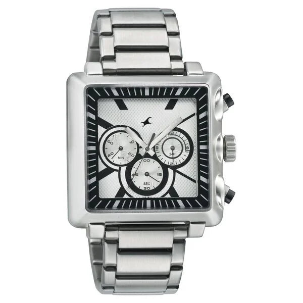 Fastrack 3111SM01 | Fastrack Quartz Chronograph Silver Dial Stainless Steel Strap Watch for Guys