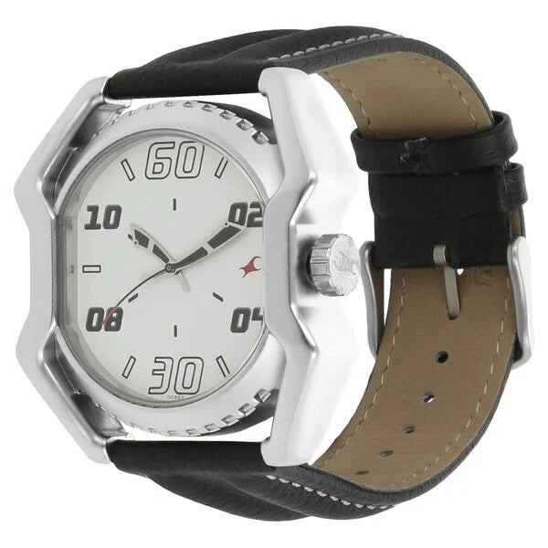 Fastrack 3112SL01 | Fastrack Quartz Analog White Dial Leather Strap Watch for Guys