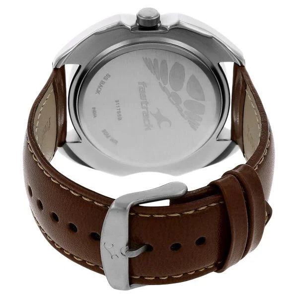 Fastrack NK3117SL01 | Fastrack Quartz Analog White Dial Leather Strap Watch for Guys