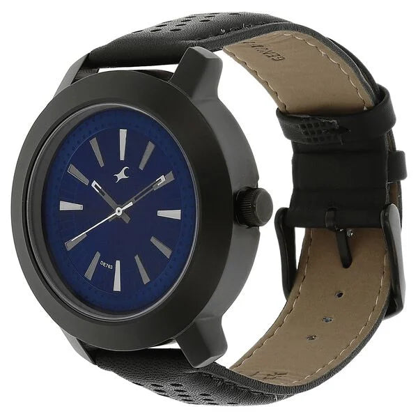 Fastrack NK3120NL01 | Fastrack Quartz Analog Blue Dial Leather Strap Watch for Guys