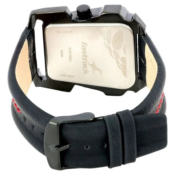 Fastrack 3131NL02 | Fastrack Quartz Analog Black Dial Leather Strap Watch for Guys