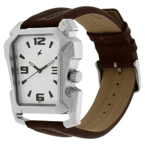 Fastrack 3131SL01 | Fastrack Quartz Analog White Dial Leather Strap Watch for Guys