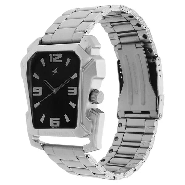 Fastrack 3131SM02 | Fastrack Quartz Analog Black Dial Metal Strap Watch for Guys