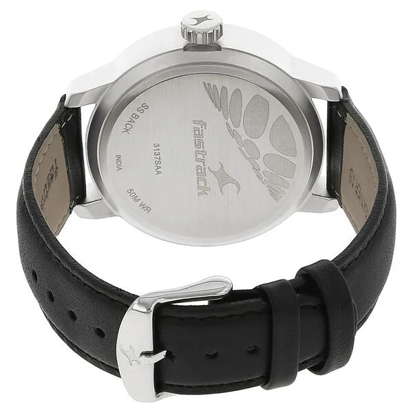 Fastrack 3137SL01 | Fastrack Quartz Analog Red Dial Leather Strap Watch for Guys