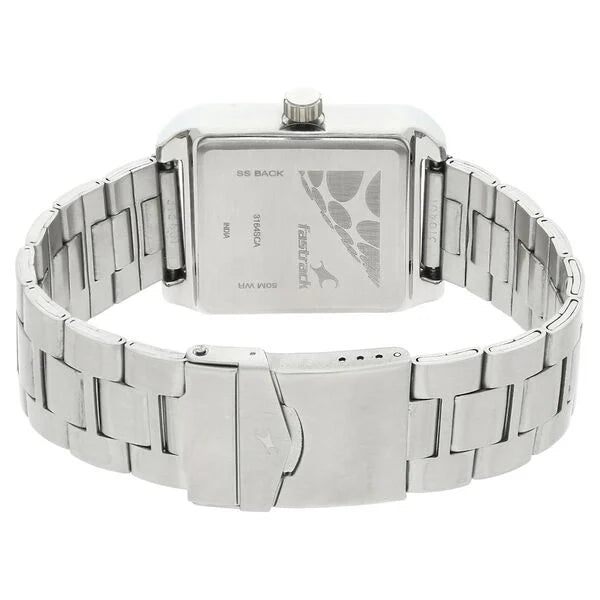 Fastrack 3164SM01 | Fastrack Bare Basics Quartz Analog Black Dial Stainless Steel Strap Watch for Guys