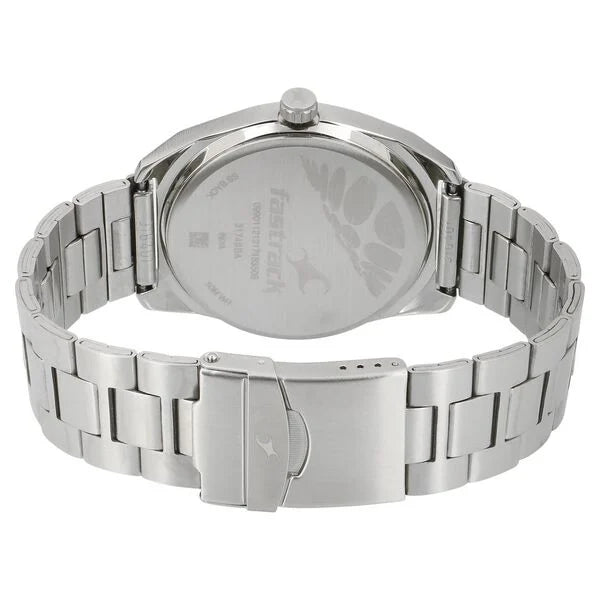 Fastrack 3174SM01 | Fastrack Varsity Quartz Analog White Dial Stainless Steel Strap Watch for Guys