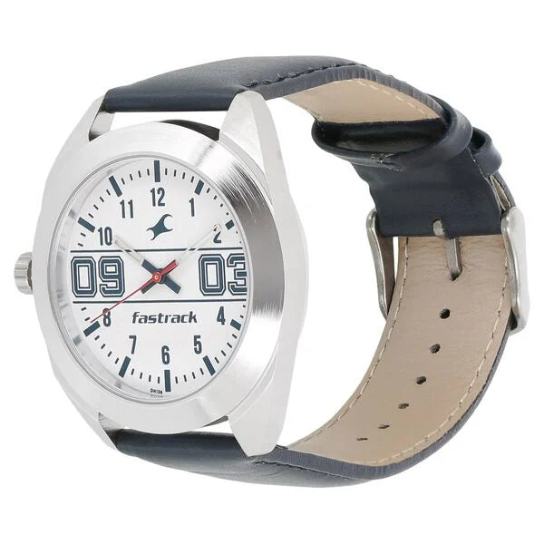 Fastrack 3175SL02 | Fastrack Varsity Quartz Analog White Dial Leather Strap Watch for Guys