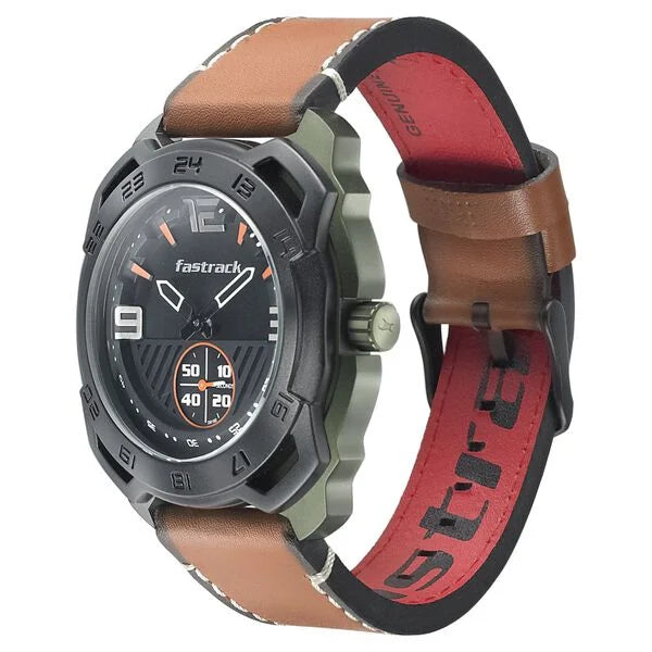 Fastrack 3192AL01 | Fastrack All Nighters Quartz Analog Grey Dial Leather Strap Watch for Guys
