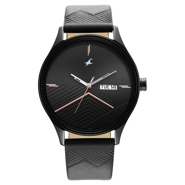 Fastrack 3247NL01 | Fastrack Style Up Black Dial Leather Strap Watch for Guys