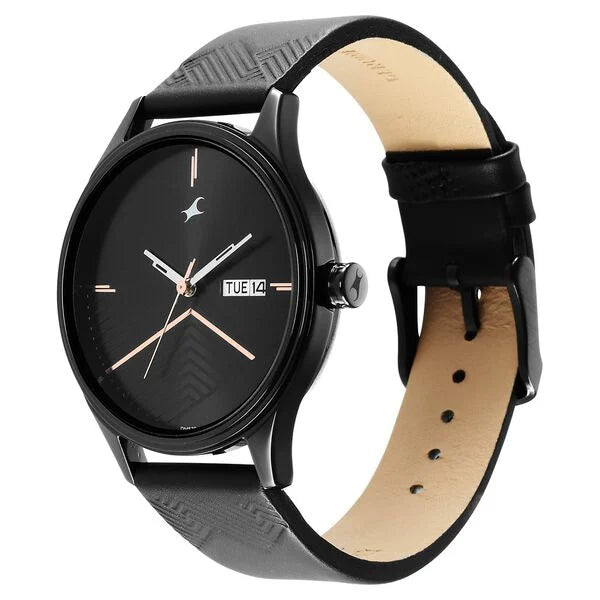 Fastrack 3247NL01 | Fastrack Style Up Black Dial Leather Strap Watch for Guys