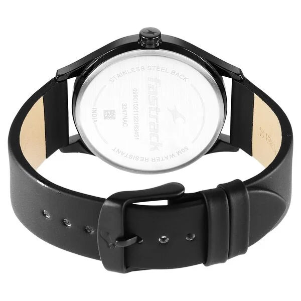 Fastrack 3247NL01 | Fastrack Style Up Black Dial Leather Strap Watch for Guys